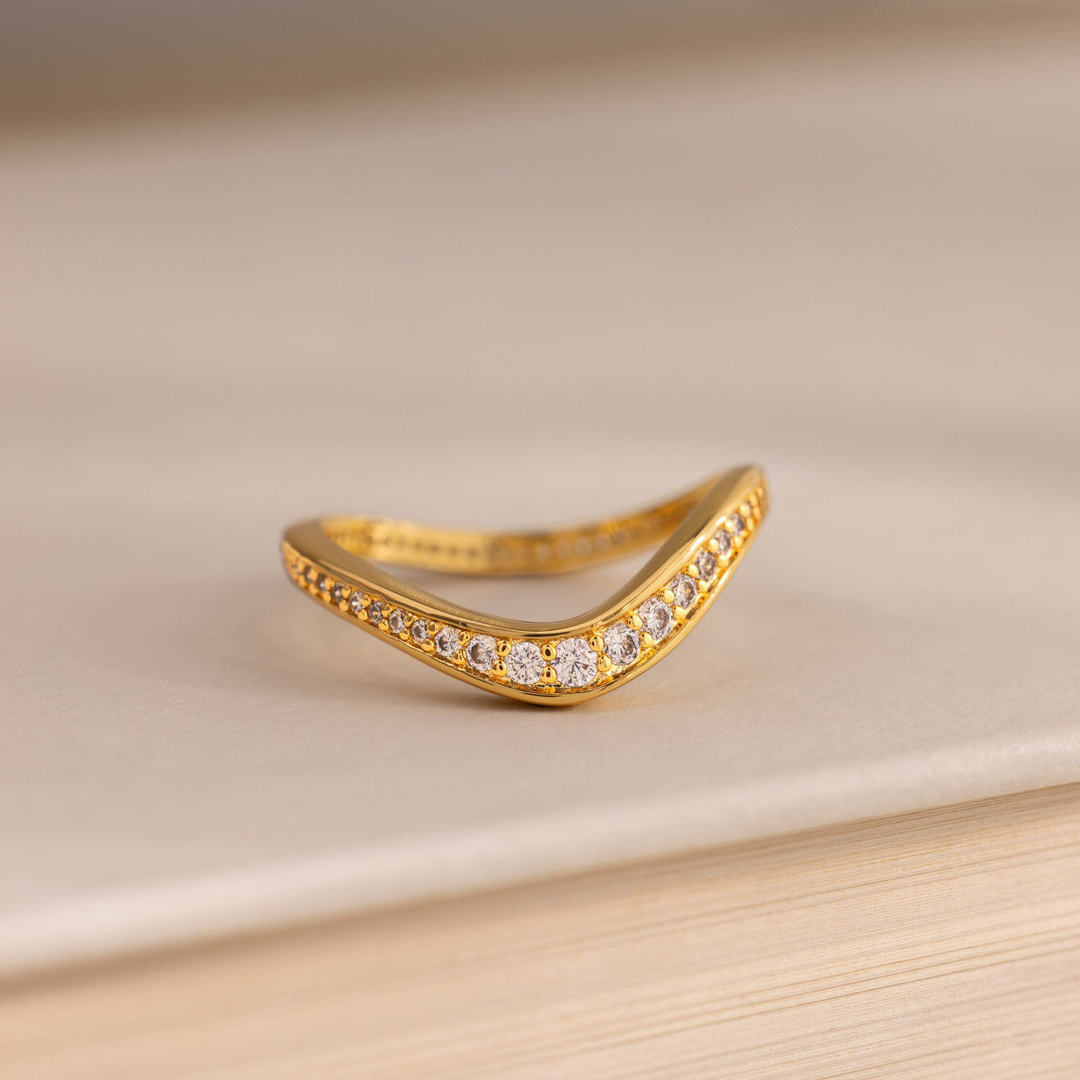 Diamond pavé chevron ring