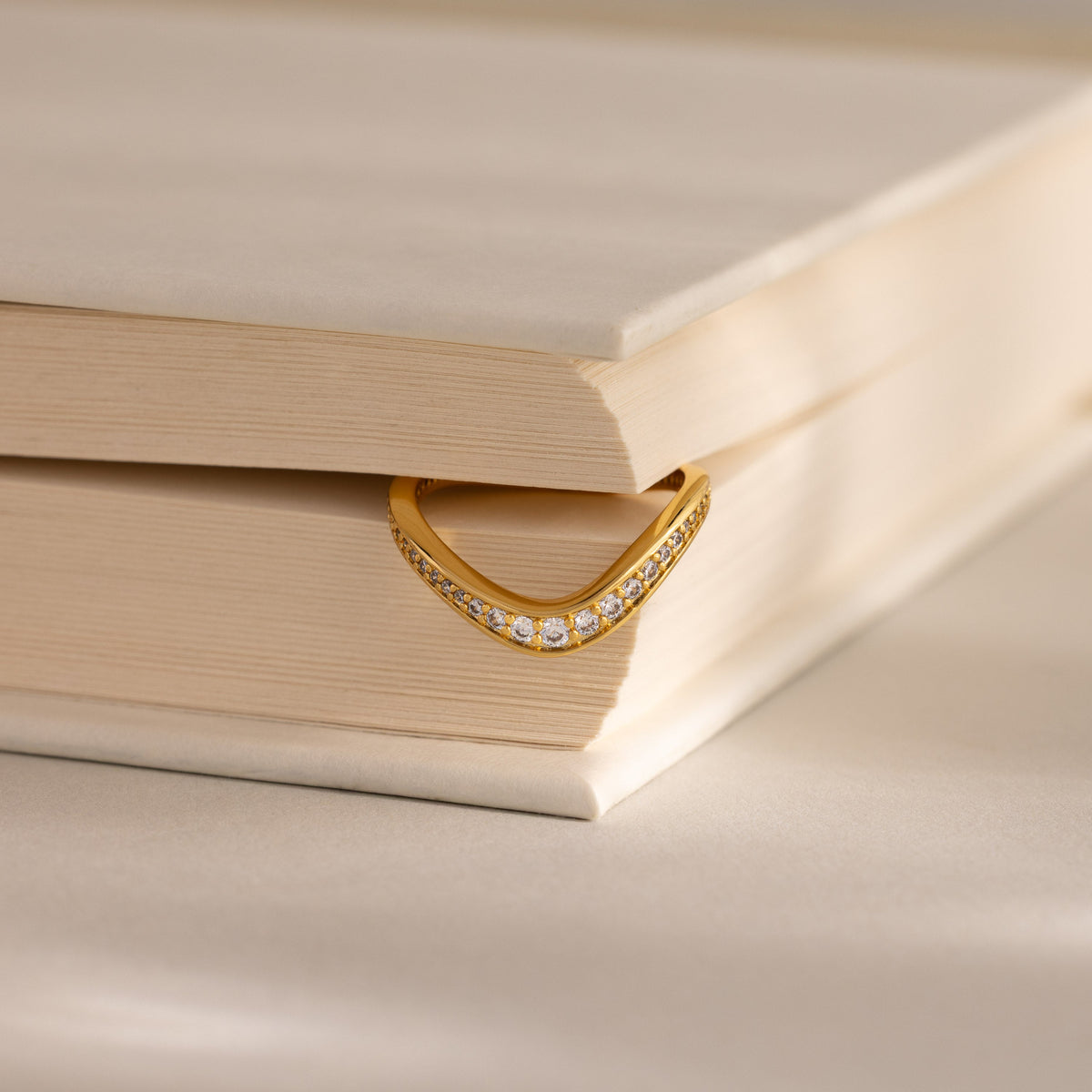 Diamond pavé chevron ring