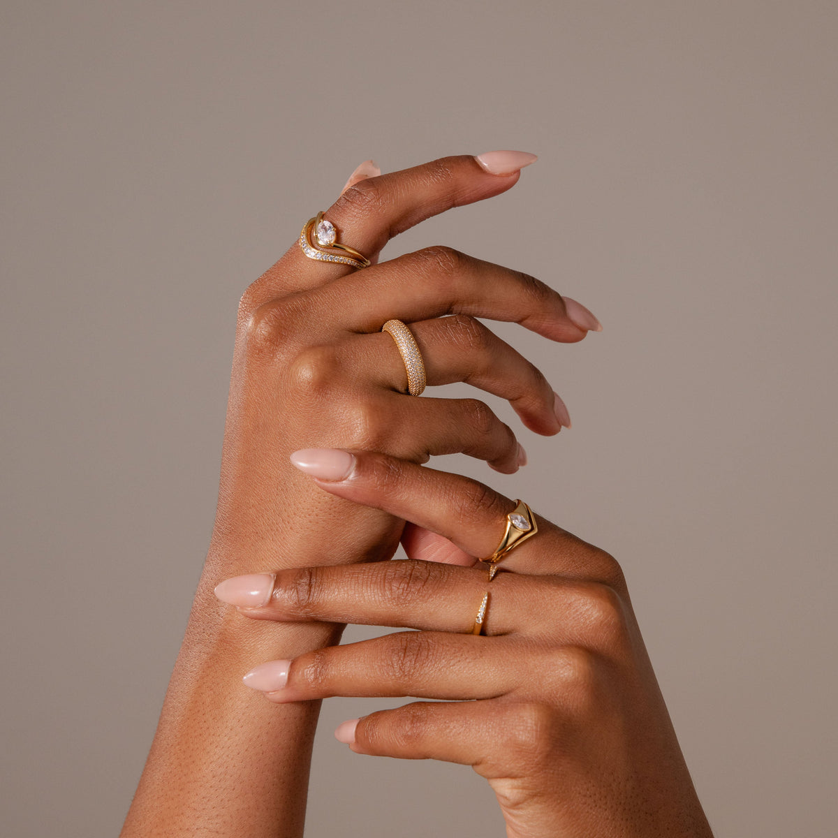 Diamond pavé chevron ring