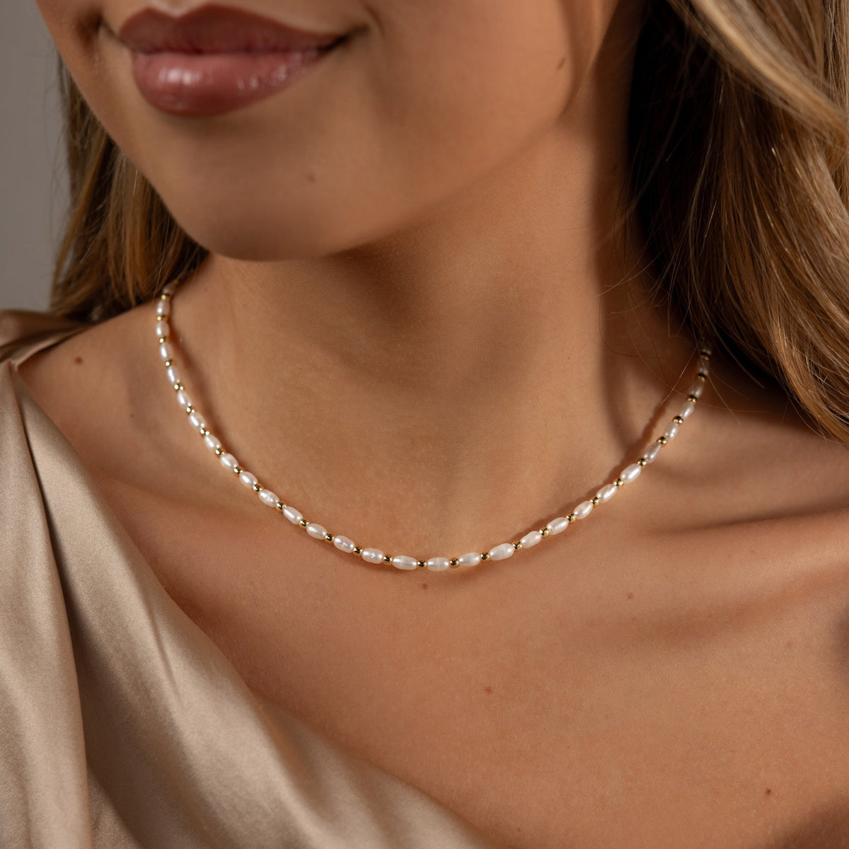 Beaded pearl necklace